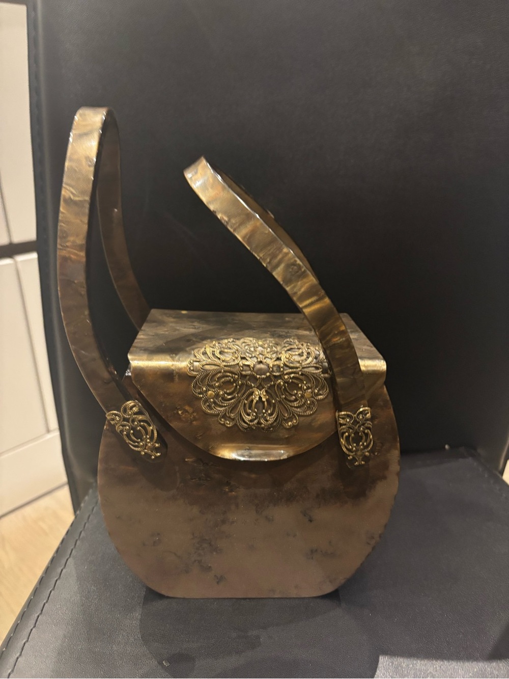 Vintage-Inspired Ornate Brass Handbag Clutch